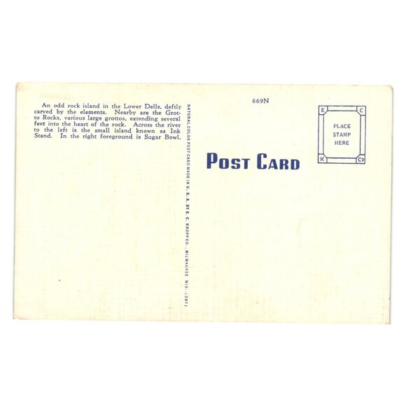 Inkstand And Sugar Bowl Wisconsin Dells Scenic Natural Color Postcard EC Kropp - Picture 2 of 2